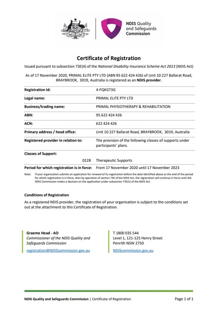 Certificate of registartion