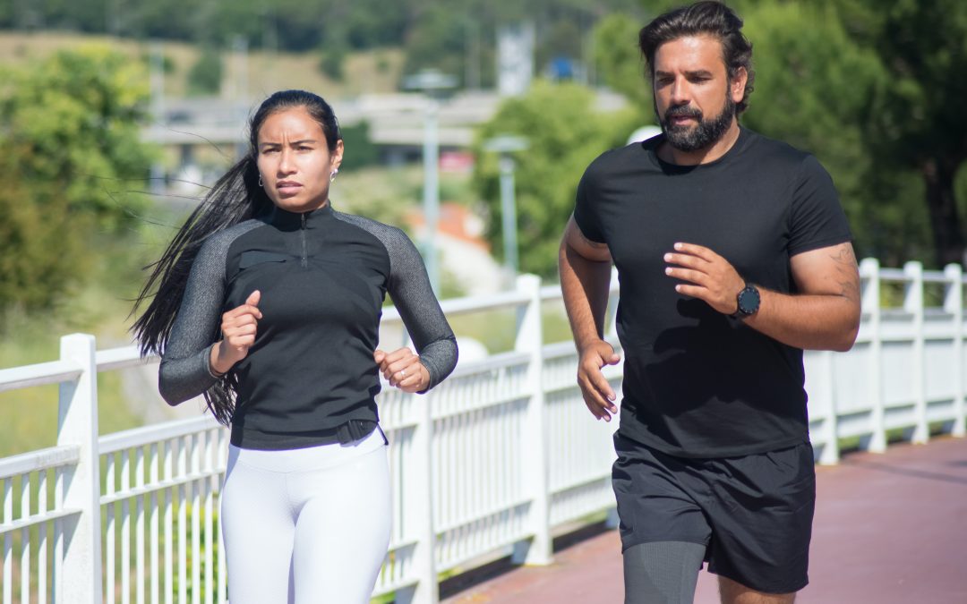 Man and Women running side by side